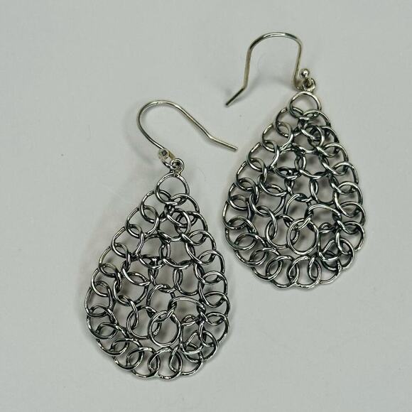 Silpada Sterling Silver Woven Swirl Tear Drop Earrings - Picture 3 of 7